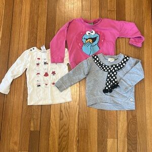 2T girls long sleeve / sweatshirt bundle - Cookie Monster, Olivia for Gymboree